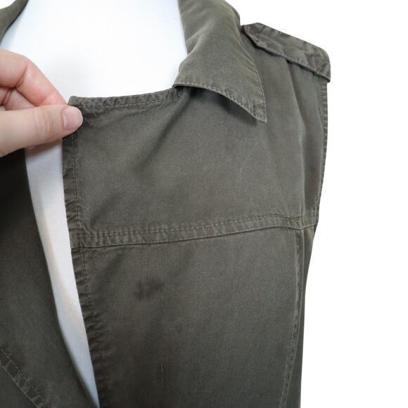 Sanctuary Womens Vest Size Medium Olive Green Soft Tencel Open Front Tie Waist - Picture 4 of 9